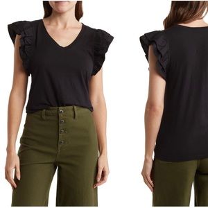 Habitual detail sleeve black shirt